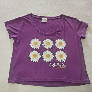 Ron Jon Surf Shop Purple Cropped T-Shirt Size Small Daisy Cocoa Beach